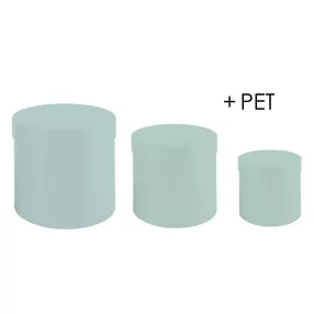   PAPÍRDOBOZ SZETT MŰANYAG BETÉTTEL, 3 DARABOS, KEREK ALAKÚ, MISTIC GREY