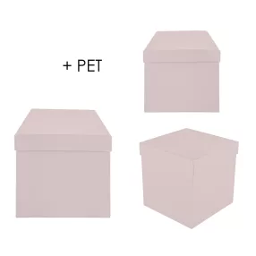   PAPÍRDOBOZ SZETT MŰANYAG BETÉTTEL, 3 DARABOS, KOCKA ALAKÚ, MISTIC PINK