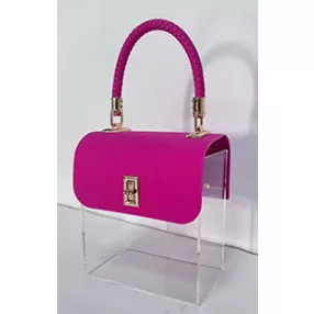 AJÁNDÉK DOBOZ, MŰANYAG PLEXI, TÁSKA ALAKÚ, FUCHSIA