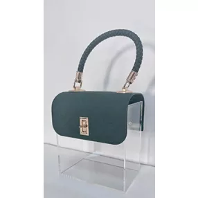   AJÁNDÉK DOBOZ, MŰANYAG PLEXI, TÁSKA ALAKÚ, SÖTÉT ZÖLD