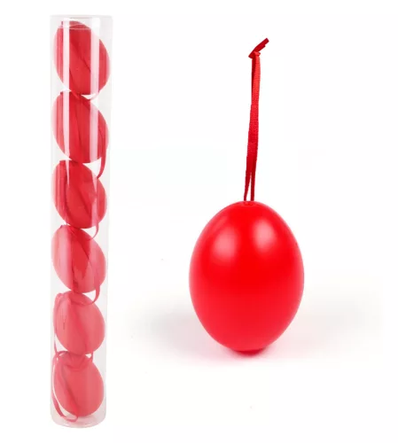 MŰANYAG TOJÁS SZETT CSŐBEN, 6 DARABOS, PIROS