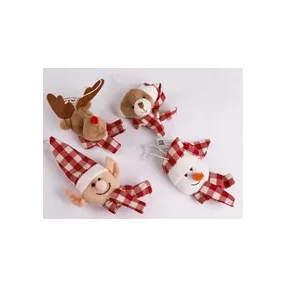   PLÜSS AKASZTÓS FEJEK, TEXTIL SAPKÁVAL, BORDÓ-FEHÉR KOCKÁS