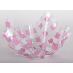 MŰANYAG TÁL HULLÁMOS  KOCKÁS   PINK/FEHÉR