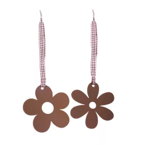 FÉM DEKORÁCIÓ VIRÁG ALAKÚ NATÚR BARNA AKASZTÓS