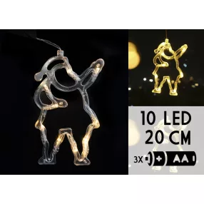   VILÁGÍTÓ FIGURA, CSŐVÁZAS, MIKULÁS ALAKÚ, 10 LEDDEL, ELEMES, MELEG FEHÉR FÉNYŰ