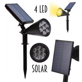 LED SOLAR GYEP LÁMPA, 4 LEDDEL, MELEG FÉNYŰ