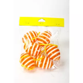 DEKOR  TOJÁS 6 DARABOS  NARANCS CSÍKOS