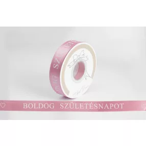   SZATÉN SZALAG, BOLDOG SZÜLETÉSNAPOT FELIRAT, SÖTÉT RÓZSASZÍN ÉS FEHÉR