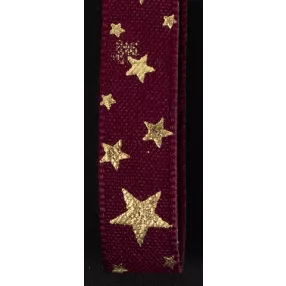SZALAG TEXTIL, APRÓ CSILLAG MINTÁS, BURGUNDI