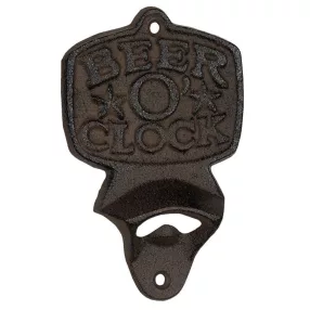   ÖNTÖTT VAS SÖRNYITÓ, FALRA SZERELHETŐ, BEER CLOCKFELIRAT, ANTIK