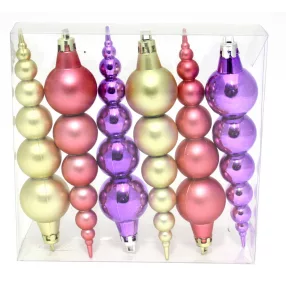   KARÁCSONYI DÍSZ GÖMBÖS SZETT PVC DOBOZBAN, 6 DARABOS, LILÁS