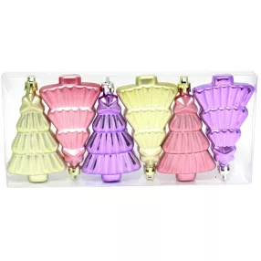   KARÁCSONYI DÍSZ LAPOSFA SZETT PVC DOBOZBAN, 6 DARABOS, LILÁS