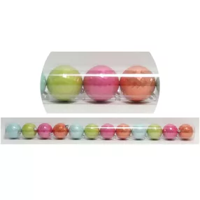   KARÁCSONYIDÍSZ DISCOGÖMB SZETT PVC CSŐBEN, 12 DARABOS, RÁGÓGUMI SZÍNEK