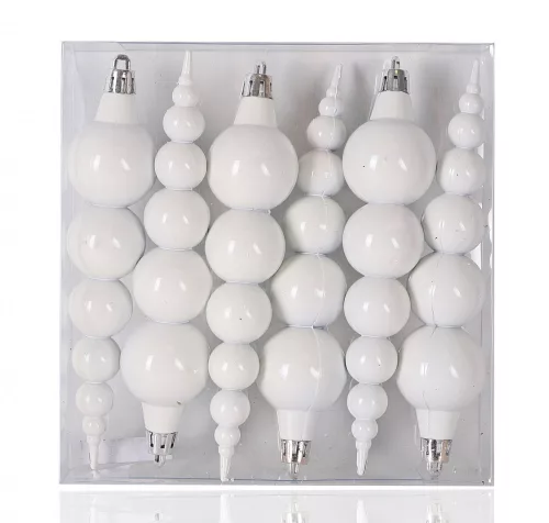 KARÁCSONYI DÍSZ GÖMBÖS SZETT, 6 DARABOS, SNOW