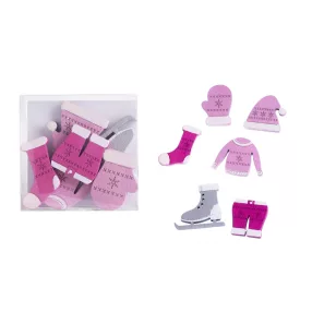   DEKOR FA AKASZTÓS KARÁCSONYI DÍSZ DÍSZDOBOZBAN, 6 DARABOS, RÓZSASZÍN TÉLI RUHÁK