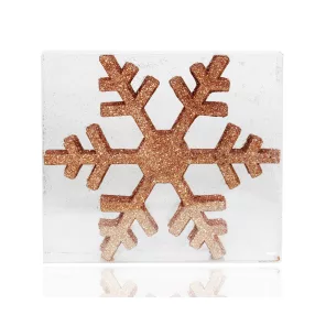   KARÁCSONYI DÍSZ LAPOS HÓPIHE SZETT PVC DOBOZBAN, 6 DARABOS, GLITTER RÉZ