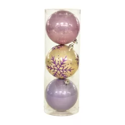 KARÁCSONYI DÍSZ GÖMB SZETT, 3 DARABOS, HÓPIHE, SILKPINK