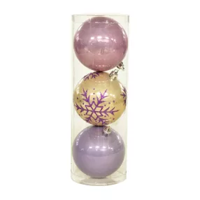 KARÁCSONYI DÍSZ GÖMB SZETT, 3 DARABOS, HÓPIHE, SILKPINK