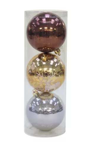 KARÁCSONYI DÍSZ GÖMB SZETT, 3 DARABOS, SZARVAS, CHOCO