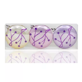   KARÁCSONYI DÍSZ LAPOSGÖMB SZETT PVC DOBOZBAN, 3 DARABOS, SILKPINK