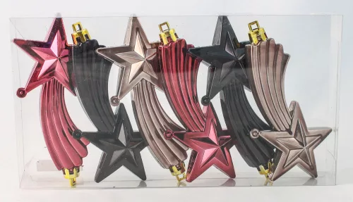 KARÁCSONYI DÍSZ METEOR SZETT PVC DOBOZBAN, 6 DARABOS, ELEGANT