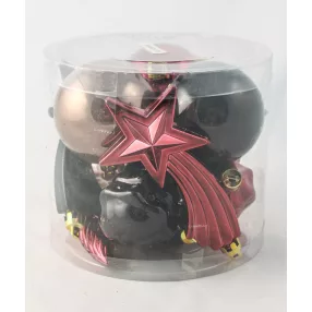   KARÁCSONYI DÍSZ VEGYESDÍSZ SZETT PVC DOBOZBAN, 12 DARABOS, ELEGANT