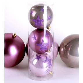   KARÁCSONYI DÍSZ GÖMB SZETT PVC CSŐBEN, 3 DARABOS, STAR MAGIC
