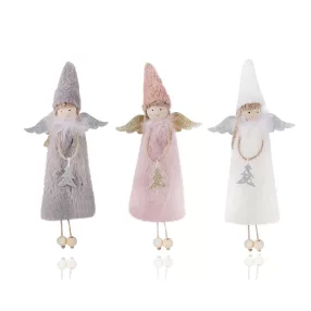   DEKOR PLÜSS ANGYALLÁNY LÓGÓLÁBÚ, HOSSZÚ TESTŰ, SZÜRKE VAGY FEHÉR VAGY RÓZSASZÍN