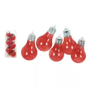   KARÁCSONYI DÍSZ VILLANYKÖRTE SZETT PVC DOBOZBAN, 6 DARABOS, HALVÁNY PIROS