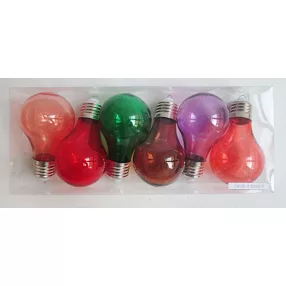   KARÁCSONYI DÍSZ VILLANYKÖRTE SZETT PVC DOBOZBAN, 6 DARABOS, HAT SZÍNŰ