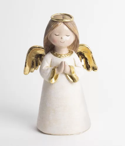 POLIREZIN ANGYAL, GLÓRIÁVAL, IMÁTKOZIK, FEHÉR/ARANY