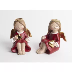 POLIREZIN ANGYAL, GLÓRIÁVAL, ÜLŐ, PIROS/ARANY