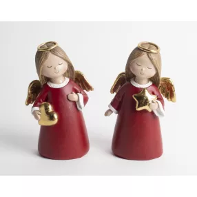   POLIREZIN ANGYAL, GLÓRIÁVAL, CSILLAGGAL, SZÍVVEL, PIROS/ARANY