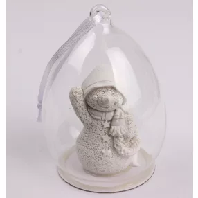 POLIREZIN AKASZTÓS HÓEMBER ÜVEGBÚRÁBAN, FEHÉR