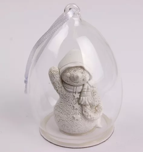 POLIREZIN AKASZTÓS HÓEMBER ÜVEGBÚRÁBAN, FEHÉR