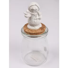 POLIREZIN ÜVEGDÚGÓ HÓEMBER MADÁRRAL, FEHÉR