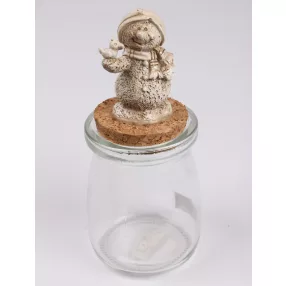 POLIREZIN ÜVEGDÚGÓ HÓEMBER MADÁRRAL, FEHÉR/ARANY