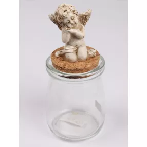 POLIREZIN ÜVEGDÚGÓ ALVÓ ANGYAL, FEHÉR/ARANY