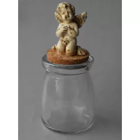 POLIREZIN ÜVEGDUGÓ TÉRDELŐ ANGYAL, FEHÉR/ARANY