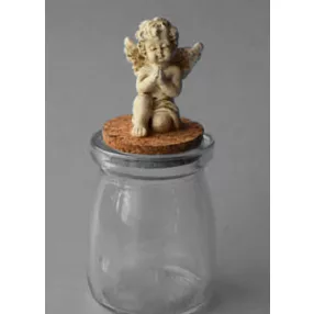 POLIREZIN ÜVEGDUGÓ IMÁTKOZÓ ANGYAL, FEHÉR/ARANY