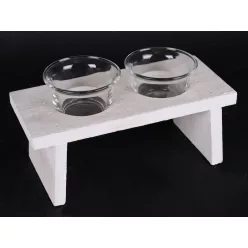   FA PAD MÉCSESTARTÓ 2 ÜVEGGEL, 3 DARABOS, NATÚR ÉS FEHÉR