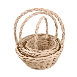 KOSÁR SZETTBEN, 3 DARABOS, FÜLLEL, KEREK, NATÚR