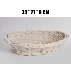 KOSÁR, FONOTT, OVÁLIS ALAKÚ, FOGANTYÚVAL, FEHÉR