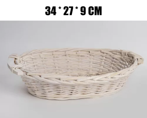 KOSÁR, FONOTT, OVÁLIS ALAKÚ, FOGANTYÚVAL, FEHÉR