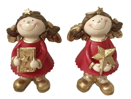 POLIREZIN ANGYAL, ÁLLÓ, MOSOLYGÓS, PIORS RUHÁBAN ÉS ARANY CIPELLŐBEN