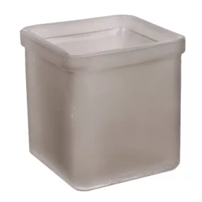 ÜVEG MÉCSESTARTÓ KOCKA BARNA FROSTED