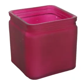 ÜVEG MÉCSESTARTÓ KOCKA BORDÓ FROSTED