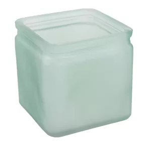 ÜVEG MÉCSESTARTÓ KOCKA ZÖLD FROSTED