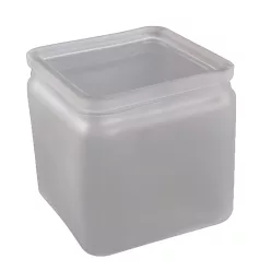 ÜVEG MÉCSESTARTÓ KOCKA FEHÉR   FROSTED