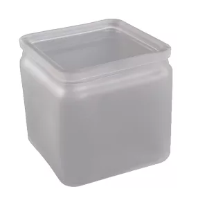 ÜVEG MÉCSESTARTÓ KOCKA FEHÉR   FROSTED